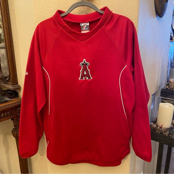 MAJESTIC Red Angels Anaheim Embroidery Therma Base Long Sleeve Top Size Medium - Picture 1 of 9